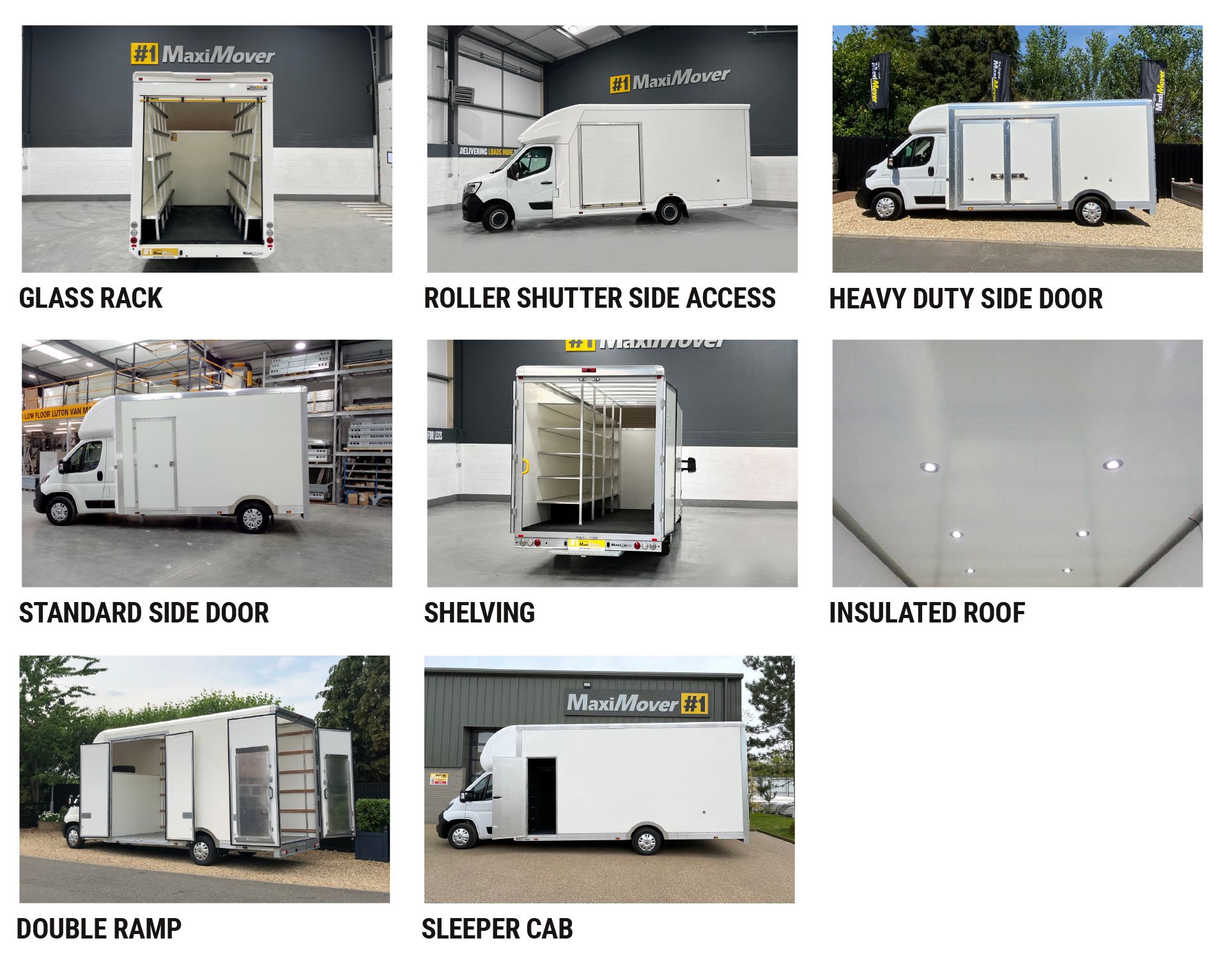 Maxi Mover Low Loader Bespoke Window, Door & Glass Rack Vans For Sale